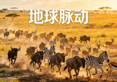 纪录片《地球脉动》精彩画面，非洲草原上的野生动物群